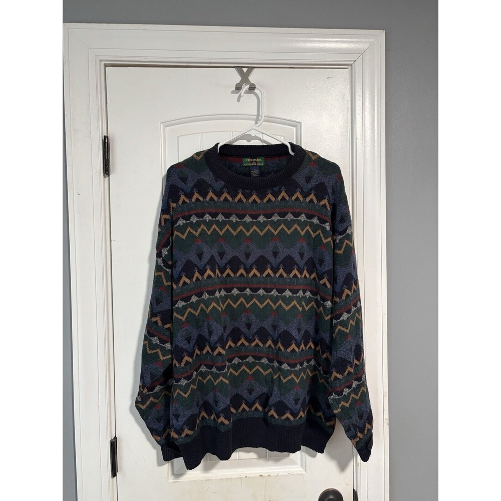 Vintage Alexander Julian Colours Sweater - USA Made - Cotton Pull Over - L
